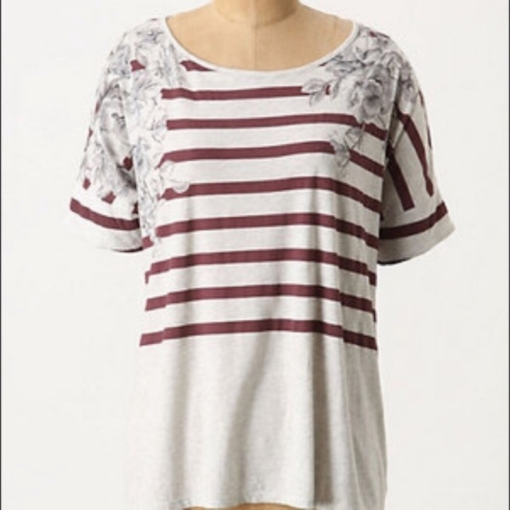 Anthro Pilcro striped floral shirt sz S